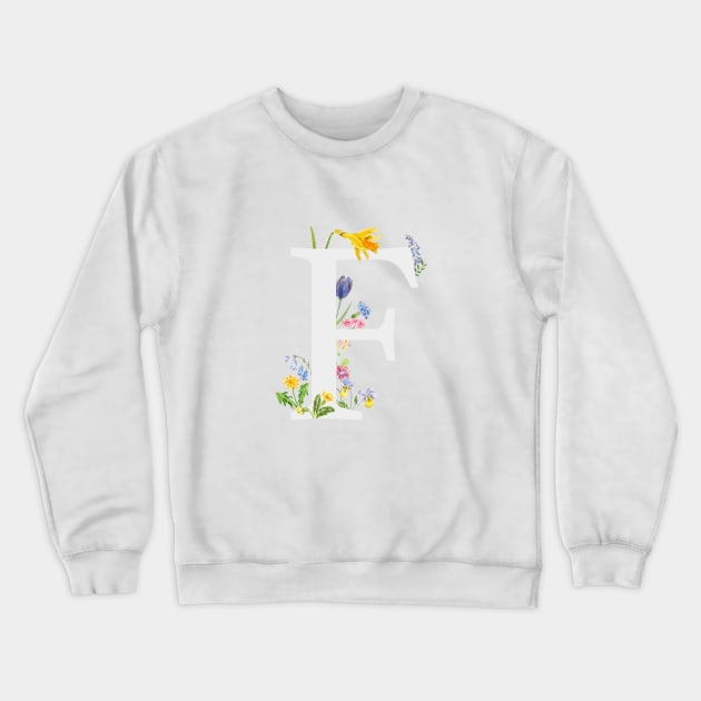 botanical monogram alphabet f wildflowers Crewneck Sweatshirt by colorandcolor